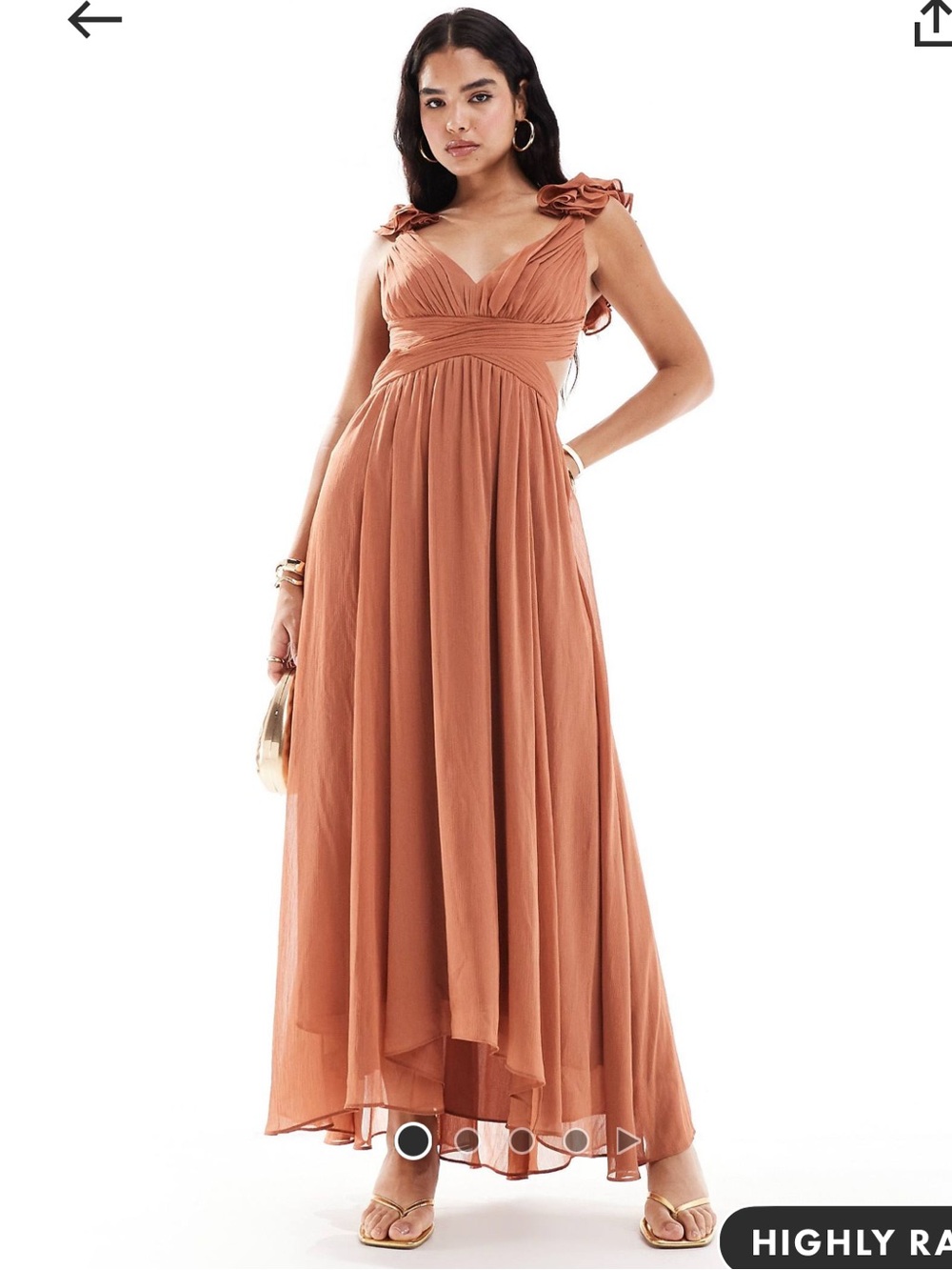 NWOT Ever New Rose Brown Maxi Skirt - Ruffled Waist, Flowing Pleats
